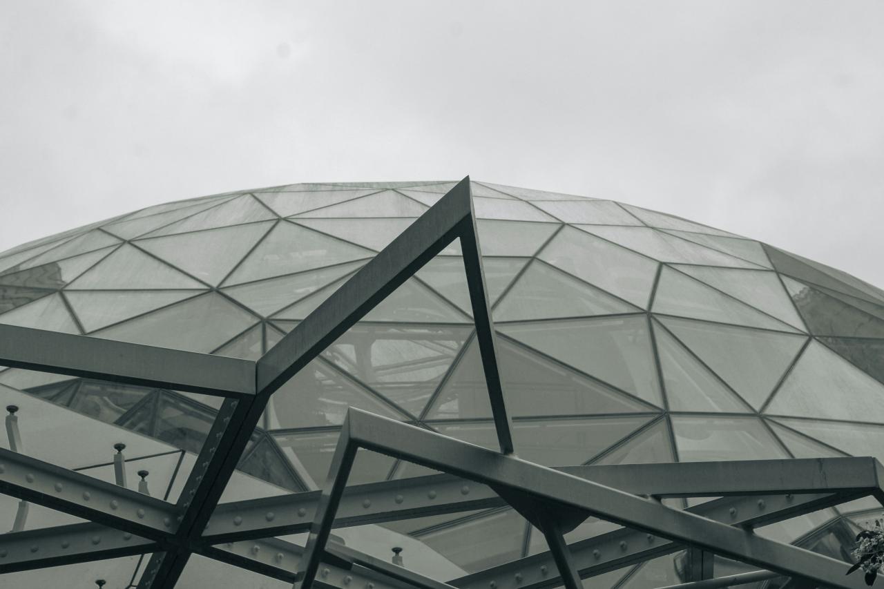 A glass dome's geometric structure.